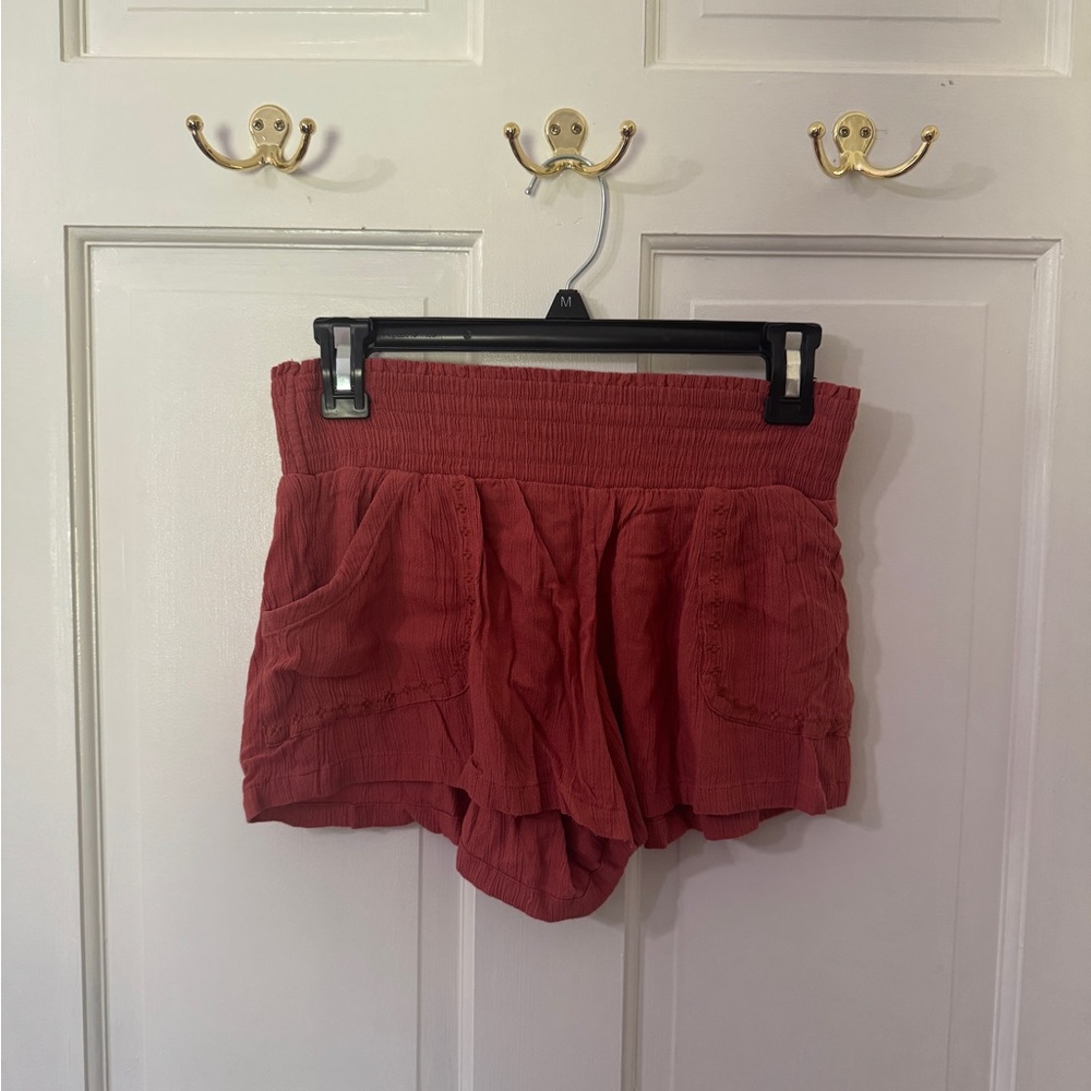 Prana High Waist Red Shorts with Elastic Waistband